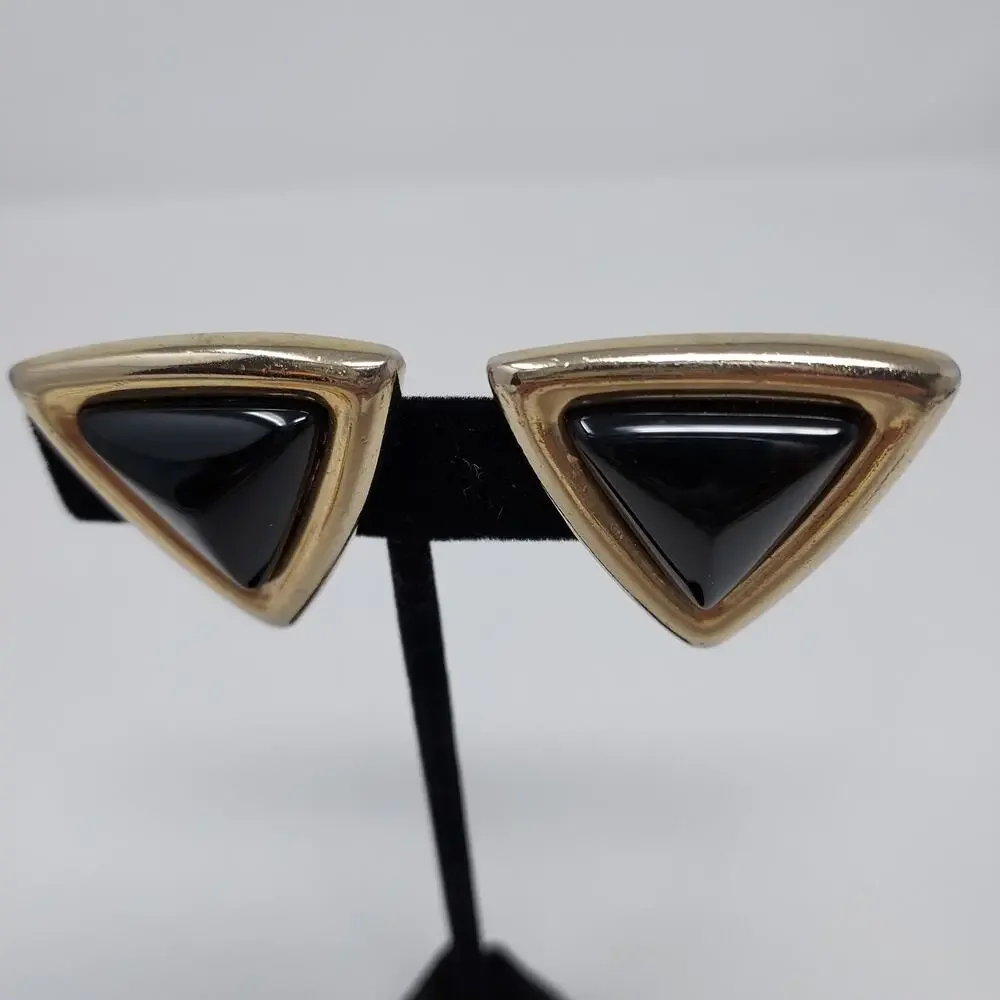 Vintage Clip On Earrings Lot 3 Pairs Enamel and Acrylic incl 1 Signed Richelieu
